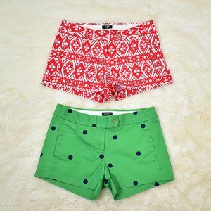 J Crew Factory Stretch City Fit Chino Shorts Size 0 Red Green Clothes Lot Preppy
